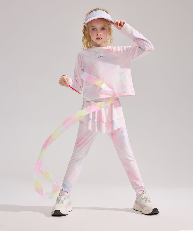 Mädchen 2-teiliges Langarmshirt- und Hosen-Set