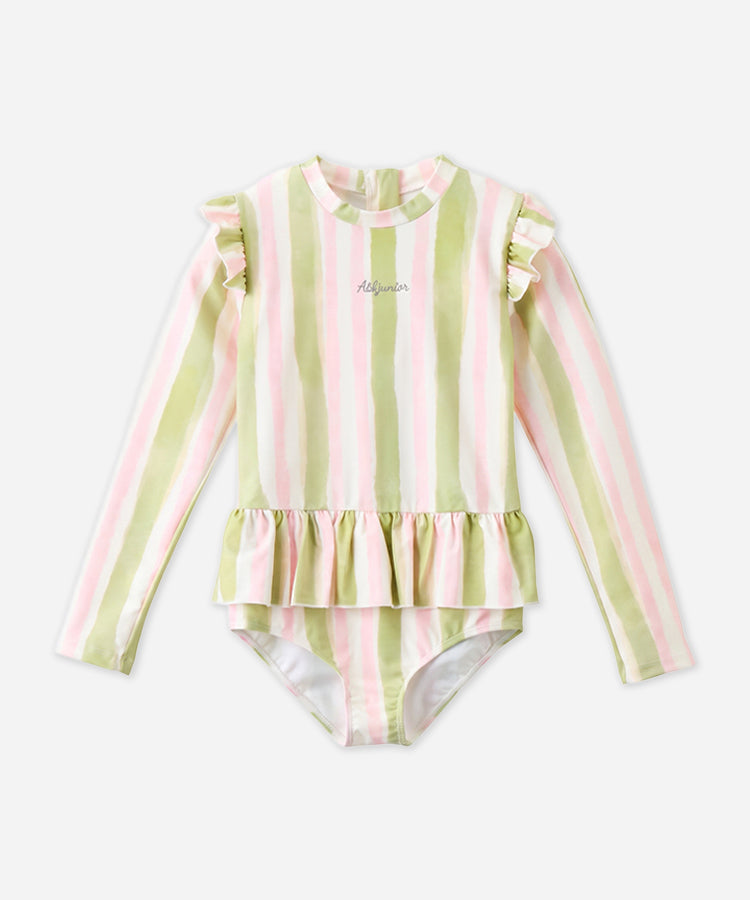 Kids Girls Long Sleeve One Piece Swimsuit