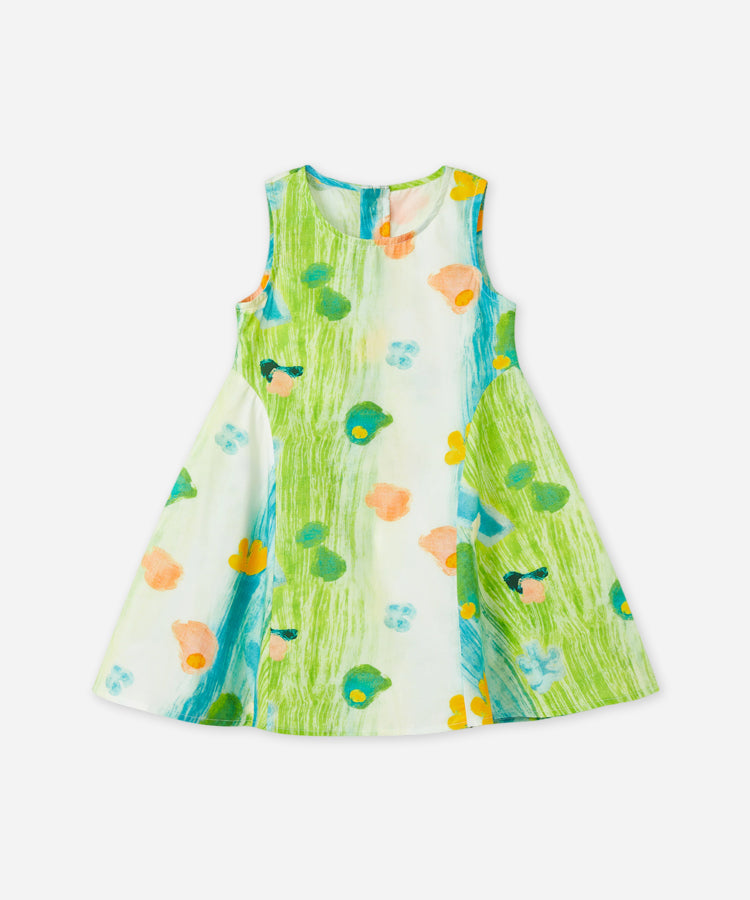 Graffiti Print Kids Dress 100% Cotton Breathable Sleeveless Casual Girls Dress