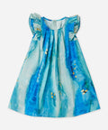 Graffiti Print Fly Sleeve Kids Dress 100% Cotton Casual Girls Dress