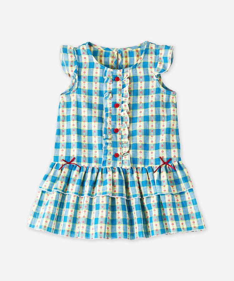 Fly Sleeve Double Layer Cake Kids Dress