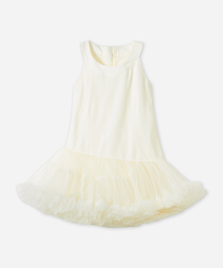Irregular Tulle Tutu Kids Dress Jacquard Sleeveless Girls Dress
