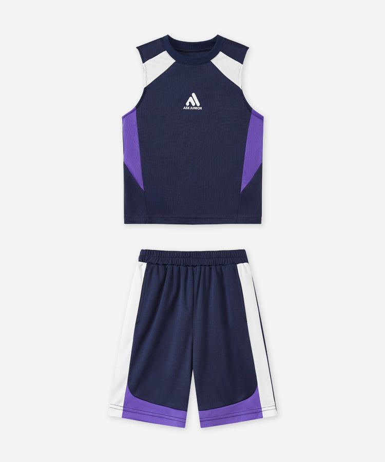 Jungen Mesh-Trainingsanzug Cool Feeling Schnelltrocknendes Ärmelloses Top & Shorts Set