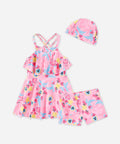 Kids Girls 2-Piece Sleeveless Skirt and Shorts Swimsuit