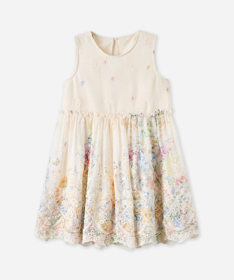 Sleeveless Kids Dress Round Neck Casual Girls Daily Dress