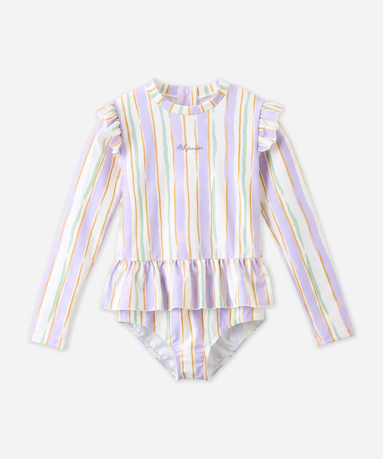 Kids Girls Long Sleeve One Piece Swimsuit