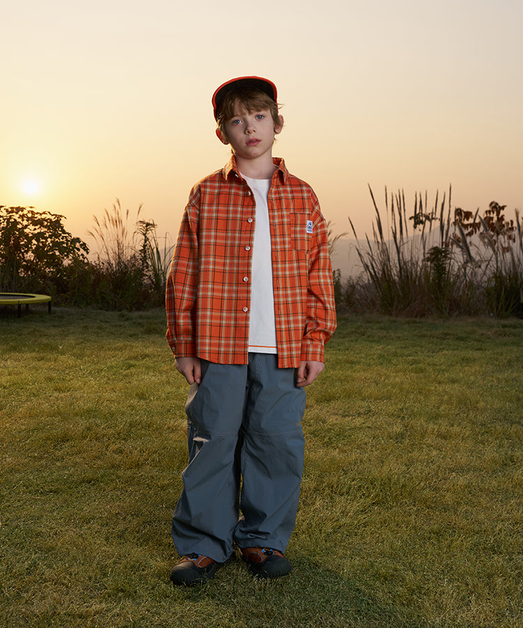 Kids Plaid Shirt Lightweight Sun Protection Shacket | Unisex Plaid Button-Down Top