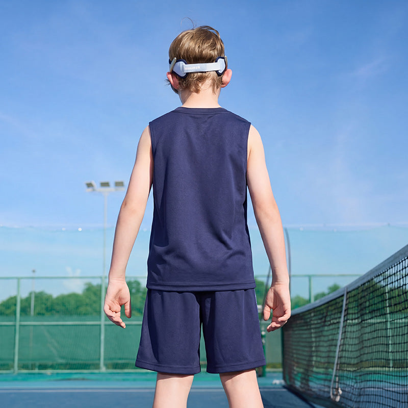 Jungen Mesh-Trainingsanzug Cool Feeling Schnelltrocknendes Ärmelloses Top & Shorts Set