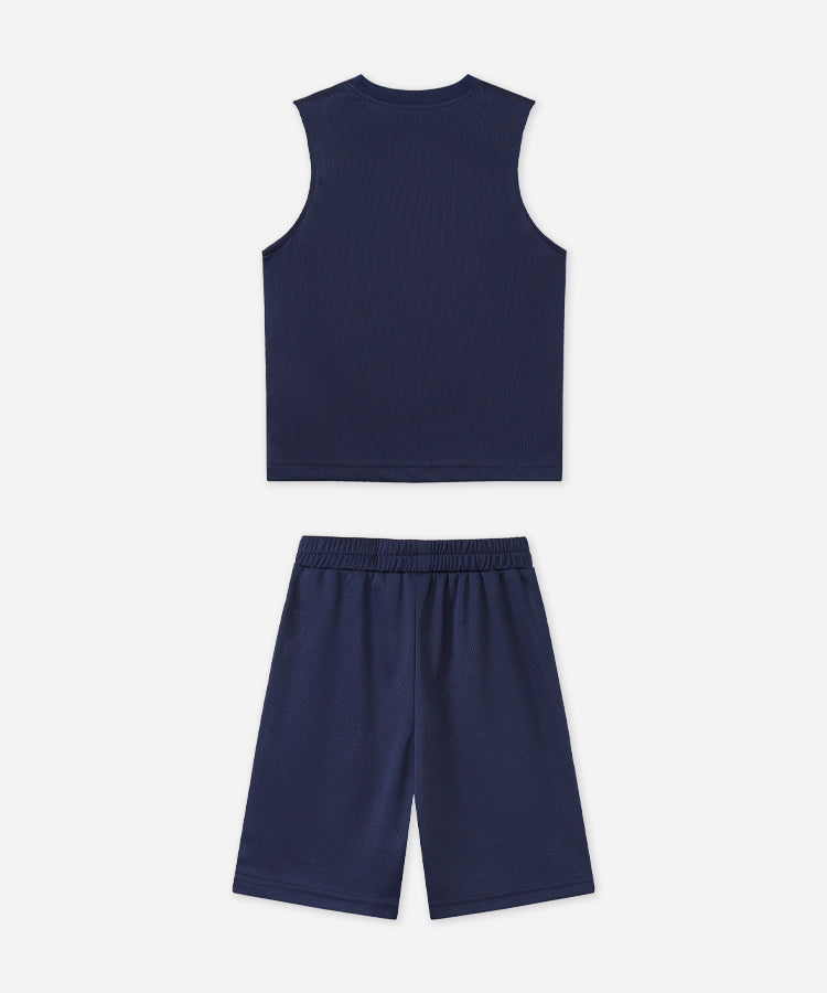 Jungen Mesh-Trainingsanzug Cool Feeling Schnelltrocknendes Ärmelloses Top & Shorts Set