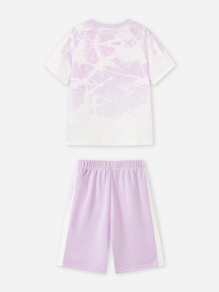 Kids Short Set Quick Dry Crack Gradient Print Breathable Sports Outfit