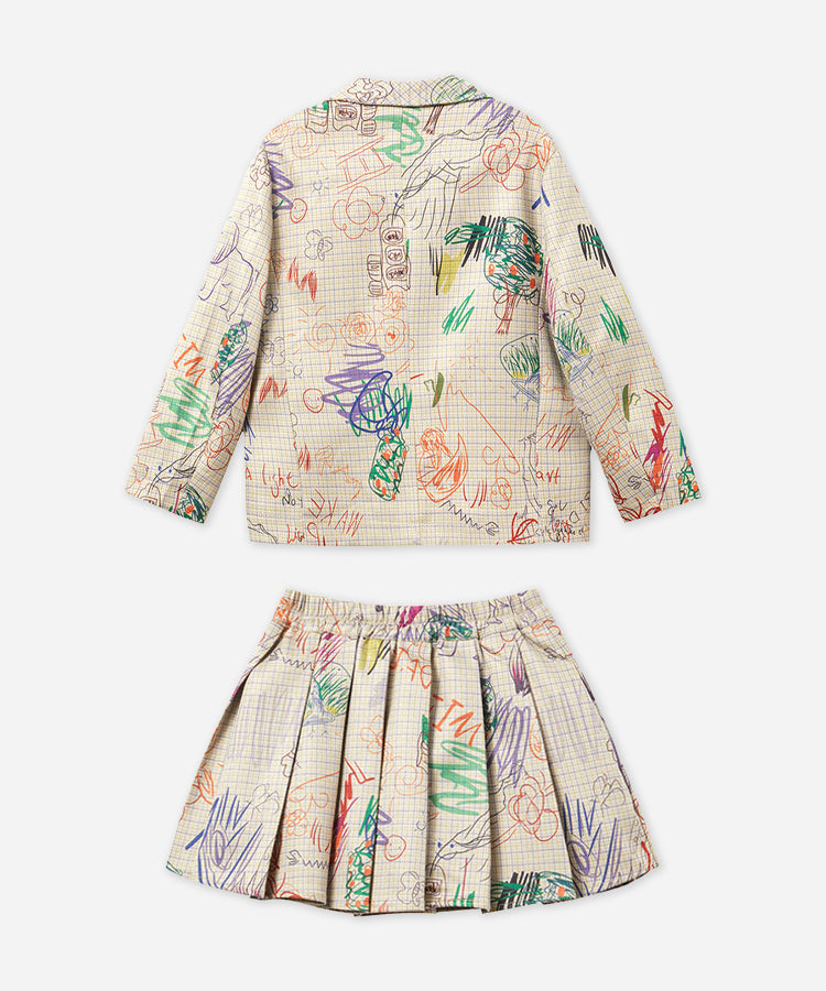 Girls Suit and Pleated Skirt Two-Piece Set