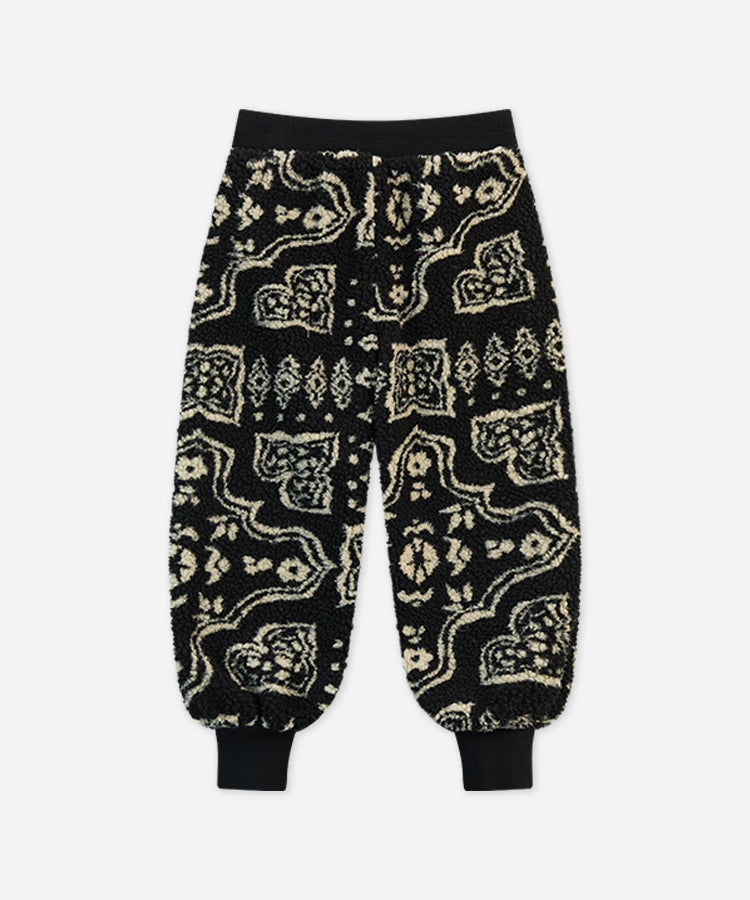 Kids Lamb Wool Jacquard Fleece Lined Lantern Pants for Fall Winter