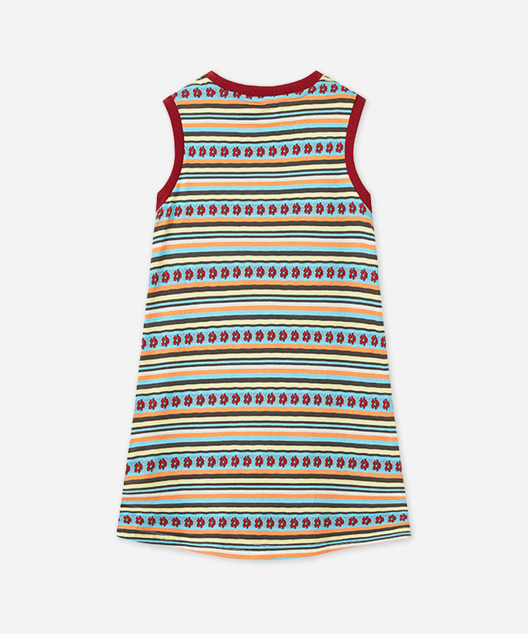 Regenbogen Farbblock Kinderkleid 3D Blumen Ärmelloses Mädchen Freizeitkleid