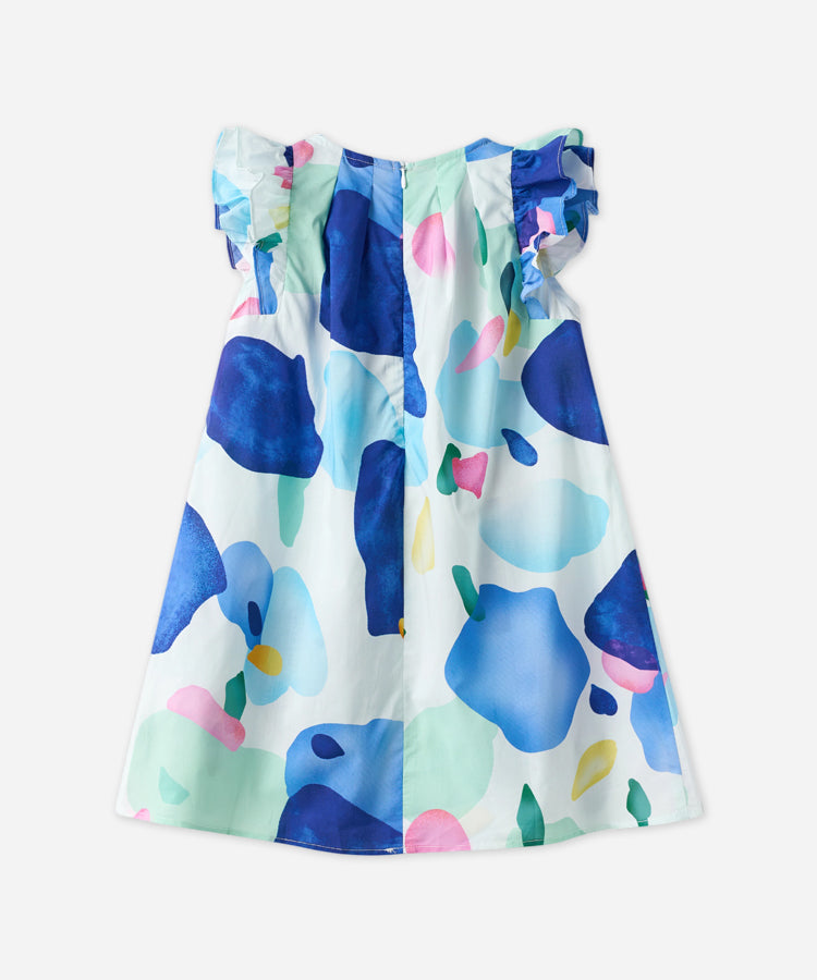 Cute Fly Sleeve Kids Dress 100% Cotton Breathable Girls Casual Dress