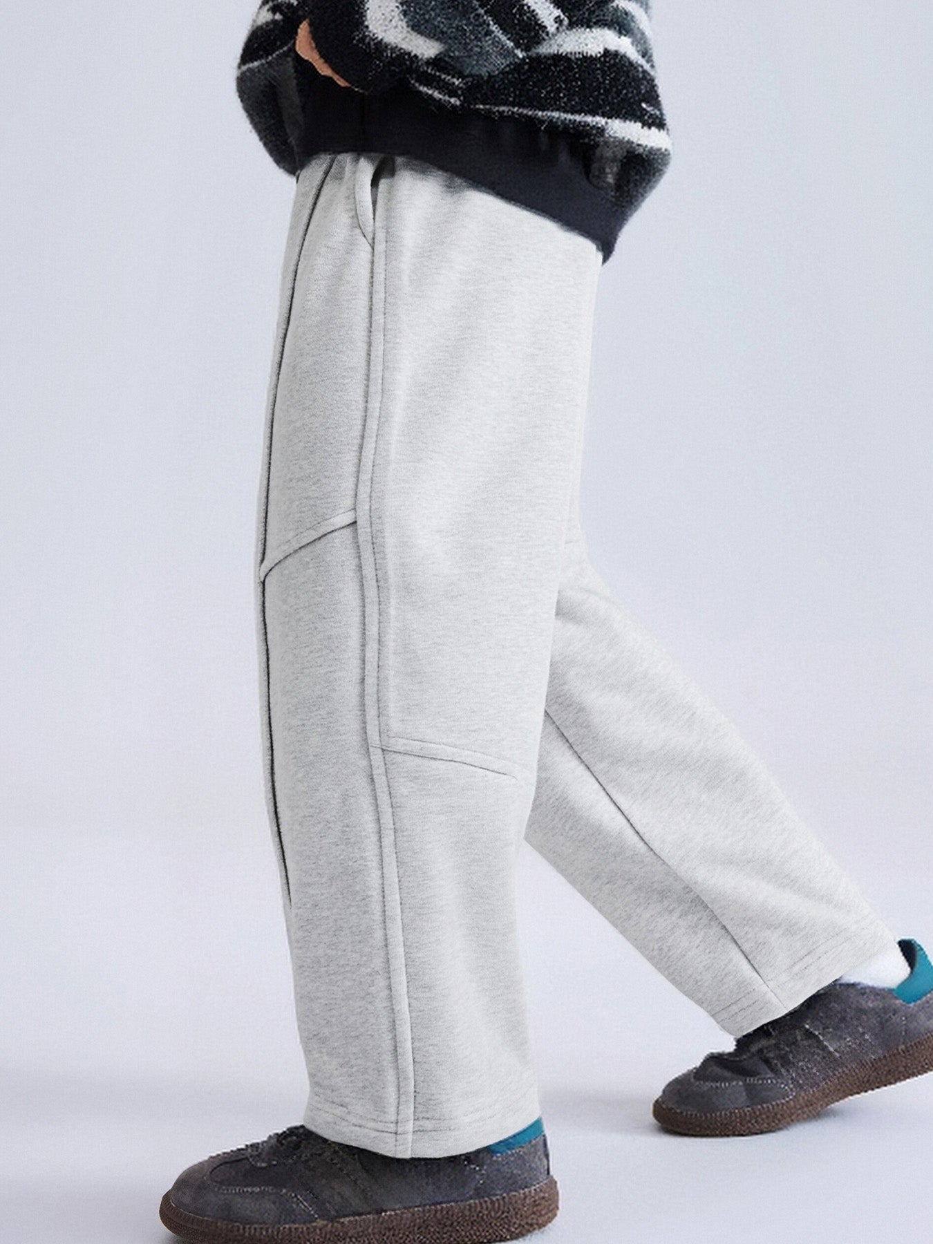 Knitted Fleece Lined Pants, Warm Thickened Casual Kids Pants for Fall Winter