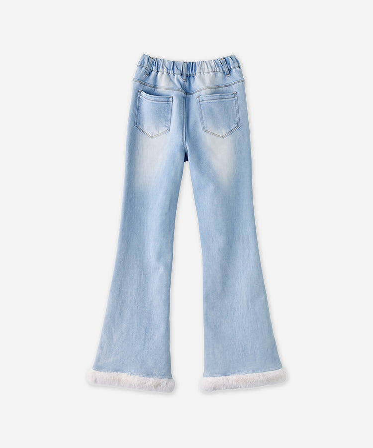 Mädchen Fleece Gefüttert Warme Flare Jeans, Lässige Stretch Kinderhose für Herbst Winter