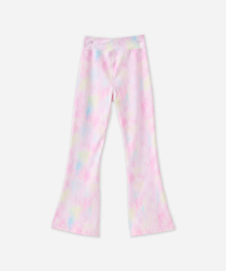 Kids Girls Trendy Printed Flared Yoga Pants, High Elastic Lightweight Casual Sports Long Pants