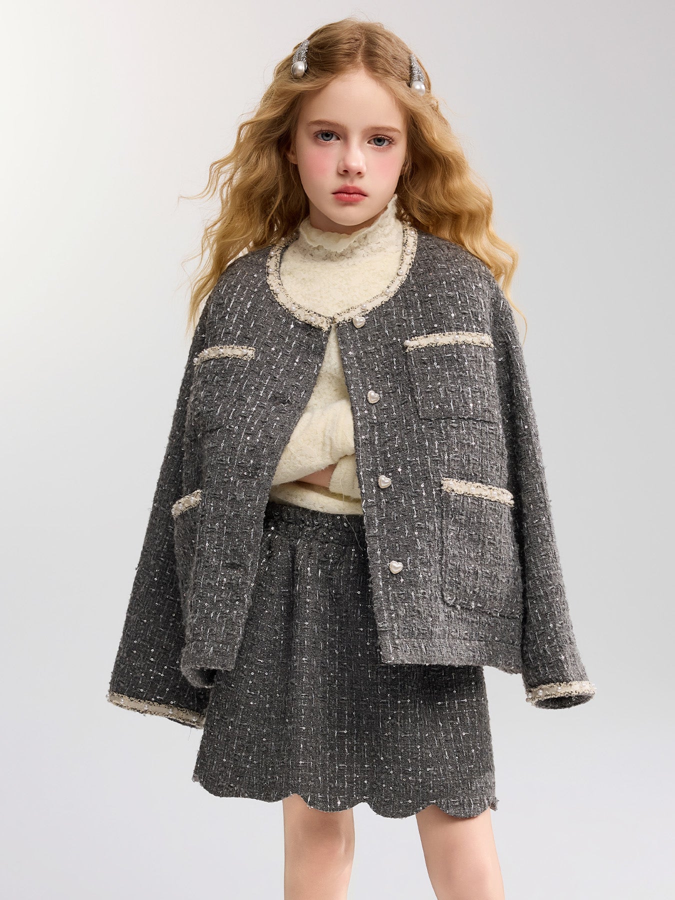 Kids Girls Tweed Coat