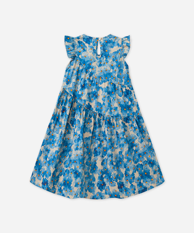 100% Cotton Ink Print Girls Fly Sleeve Girls Dress
