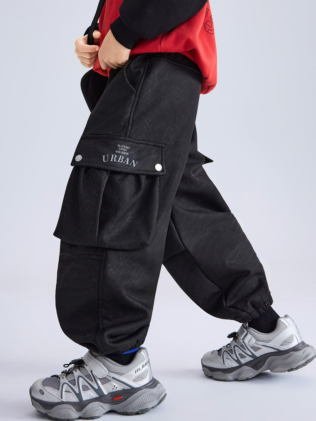 Pantalon ample en molleton intégré lavé pour garçons, pantalon chaud décontracté pour enfants pour l'automne et l'hiver