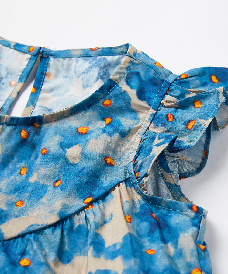 100% Cotton Ink Print Girls Fly Sleeve Girls Dress