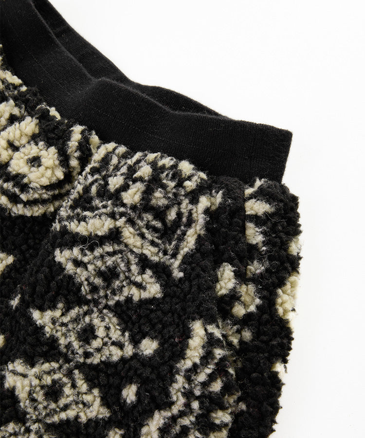 Kids Lamb Wool Jacquard Fleece Lined Lantern Pants for Fall Winter