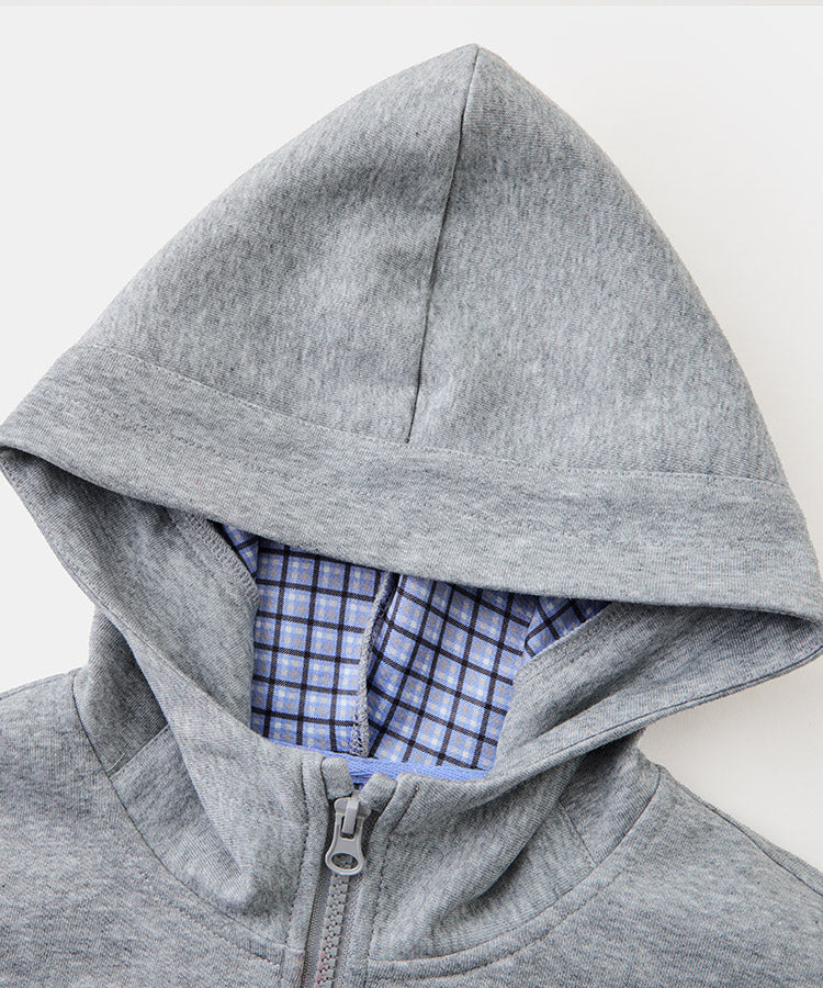 Kids Boys Hooded Sweatshirt Jacket Embroidery Patch Casual Outerwear