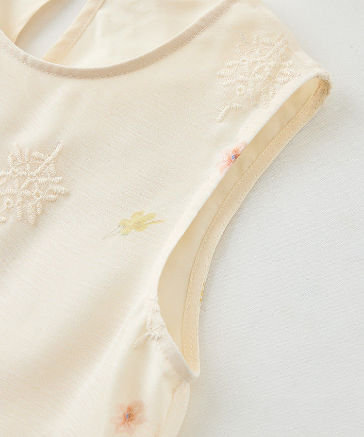 Sleeveless Kids Dress Round Neck Casual Girls Daily Dress