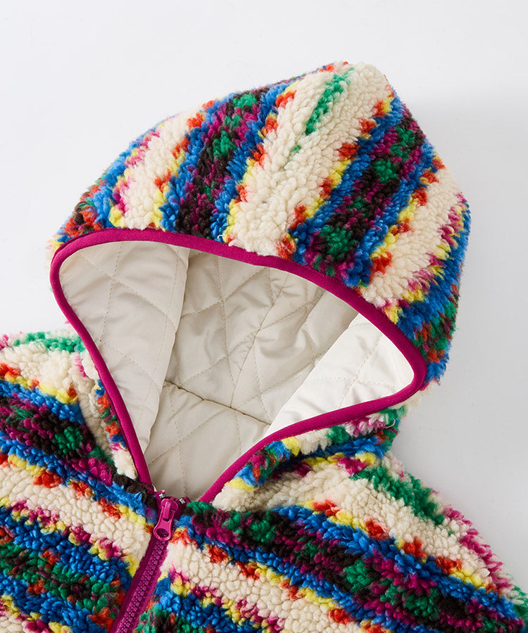 Kapuzen-Teddyfleece-Fair-Isle-Jacke