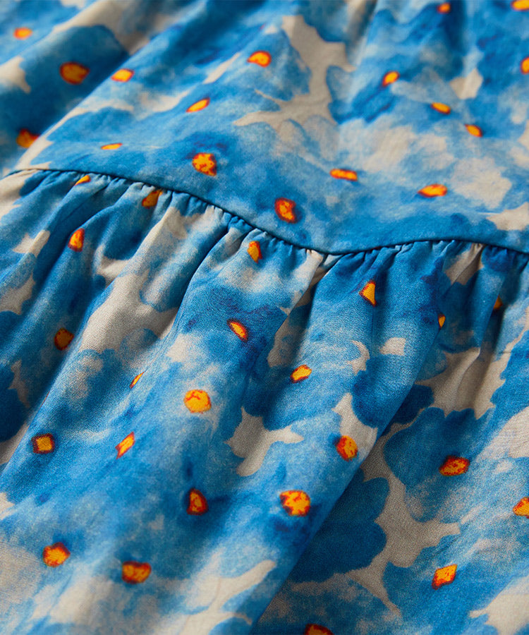 100% Cotton Ink Print Girls Fly Sleeve Girls Dress