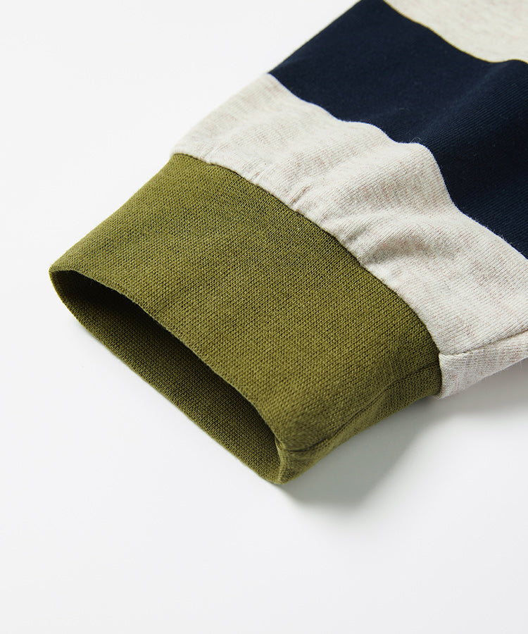 Striped Spliced Knit Kids Boys Tops  Casual Long Sleeve Shirt