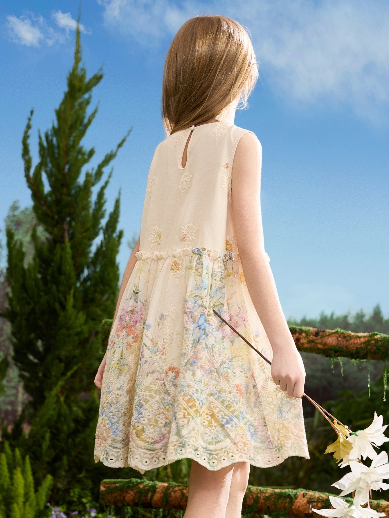 Sleeveless Kids Dress Round Neck Casual Girls Daily Dress