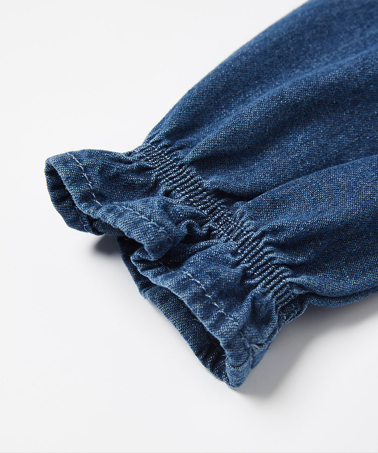 Dunkelblaues Jeanskleid für Kinder mit Rüschensaum