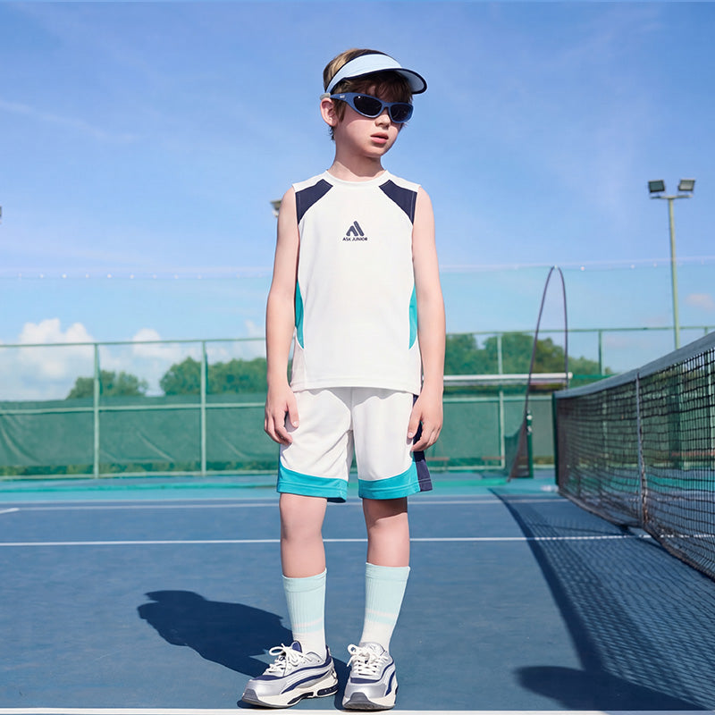 Jungen Mesh-Trainingsanzug Cool Feeling Schnelltrocknendes Ärmelloses Top & Shorts Set