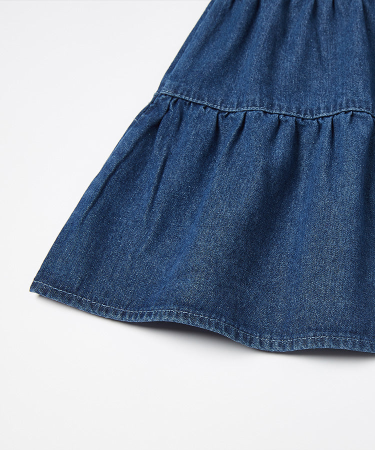 Dunkelblaues Jeanskleid für Kinder mit Rüschensaum