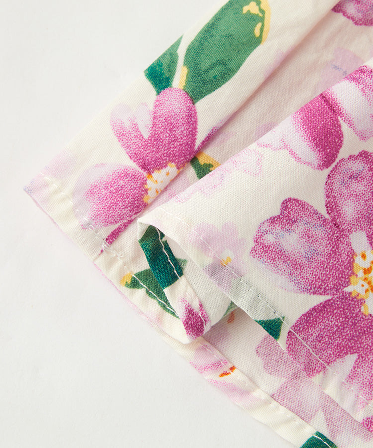 Großes Revers, durchgehender Blumenprint, Kinderkleid aus 100% Baumwolle, süßes ärmelloses Mädchenkleid