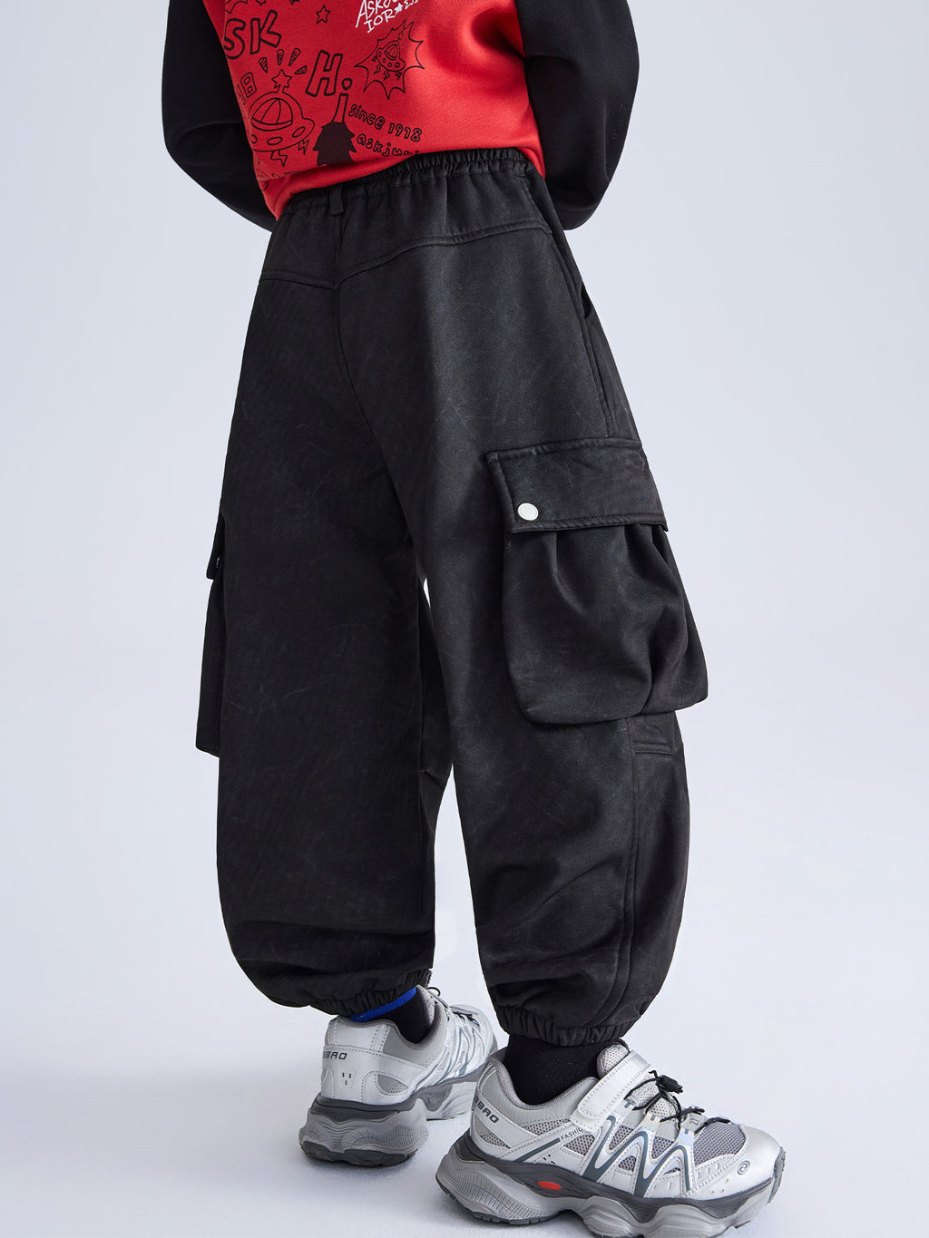 Pantalon ample en molleton intégré lavé pour garçons, pantalon chaud décontracté pour enfants pour l'automne et l'hiver