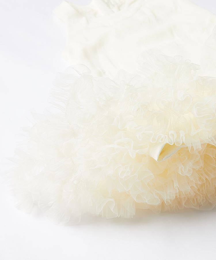 Irregular Tulle Tutu Kids Dress Jacquard Sleeveless Girls Dress