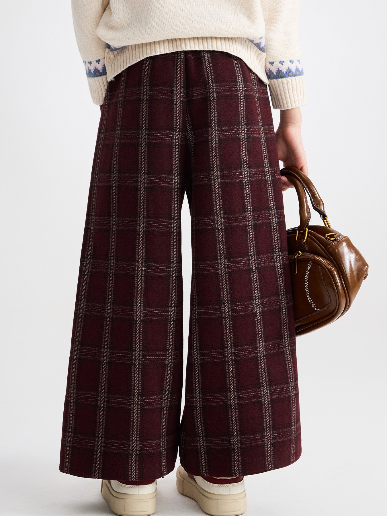 Casual Thickened Warm Plaid Kids Pants for Fall Winter