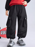 Pantalon ample en molleton intégré lavé pour garçons, pantalon chaud décontracté pour enfants pour l'automne et l'hiver
