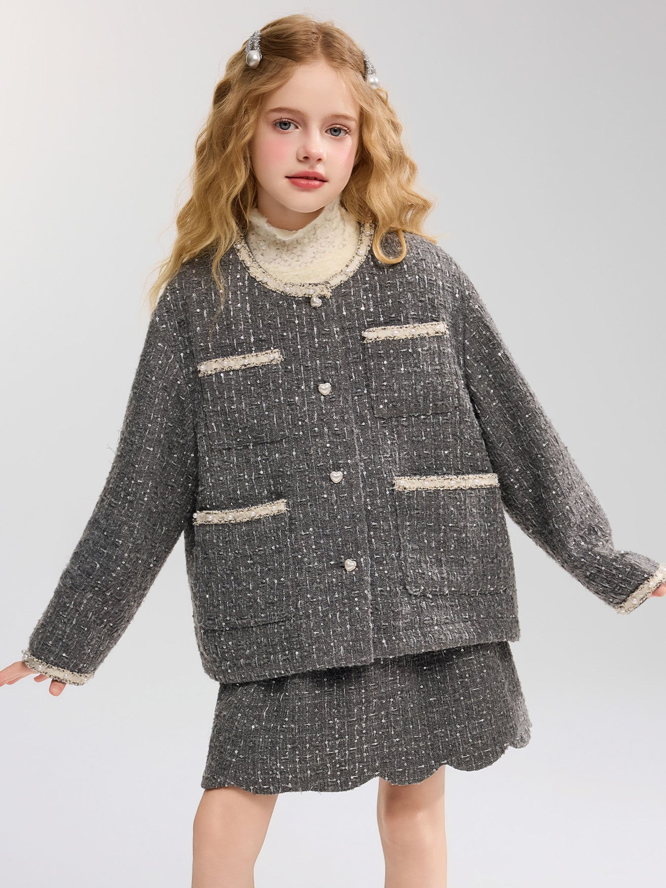 Kids Girls Tweed Coat