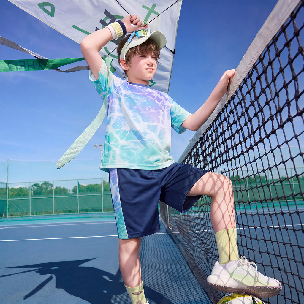 Kids Short Set Quick Dry Crack Gradient Print Breathable Sports Outfit