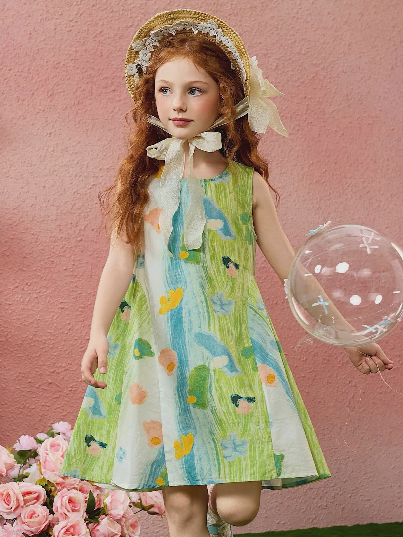 Graffiti Print Kids Dress 100% Cotton Breathable Sleeveless Casual Girls Dress
