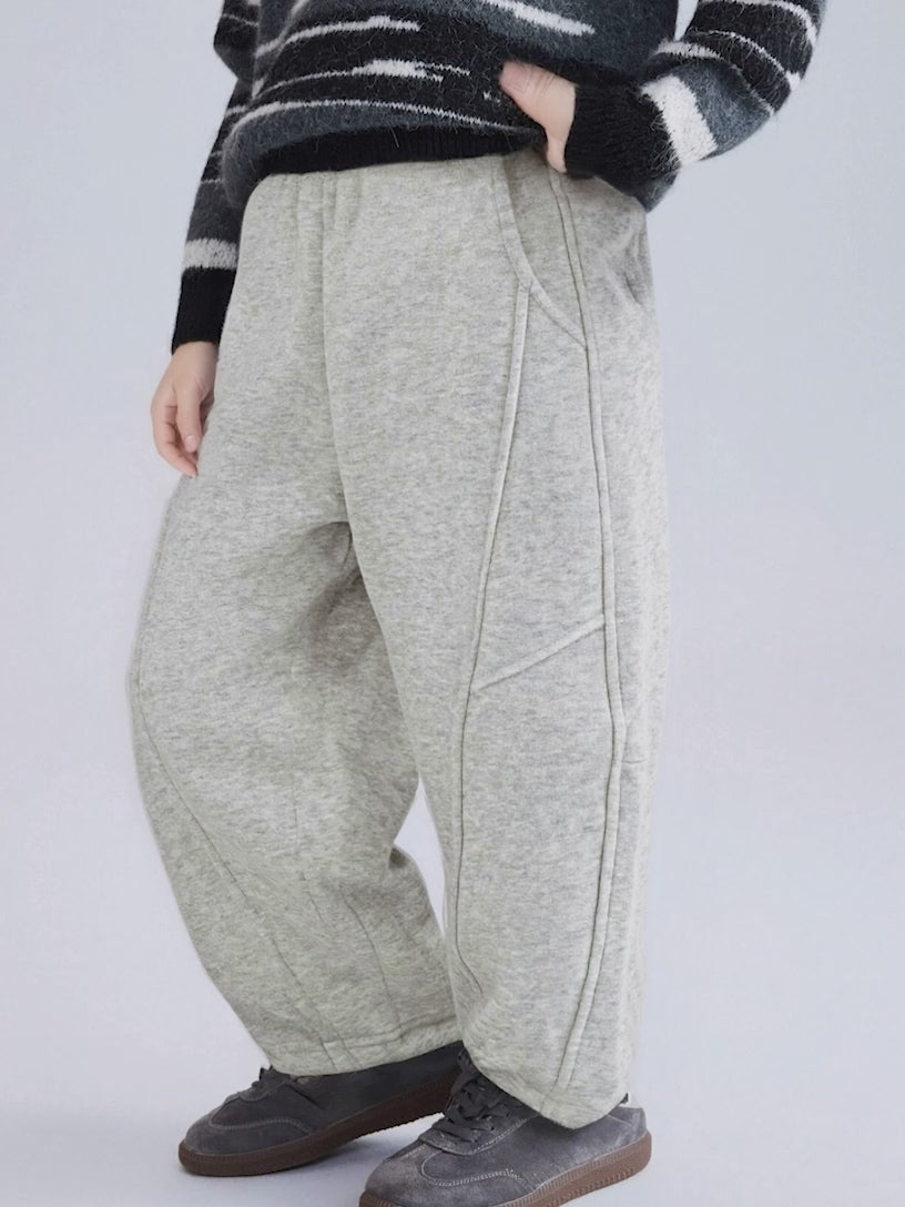 Knitted Fleece Lined Pants, Warm Thickened Casual Kids Pants for Fall Winter