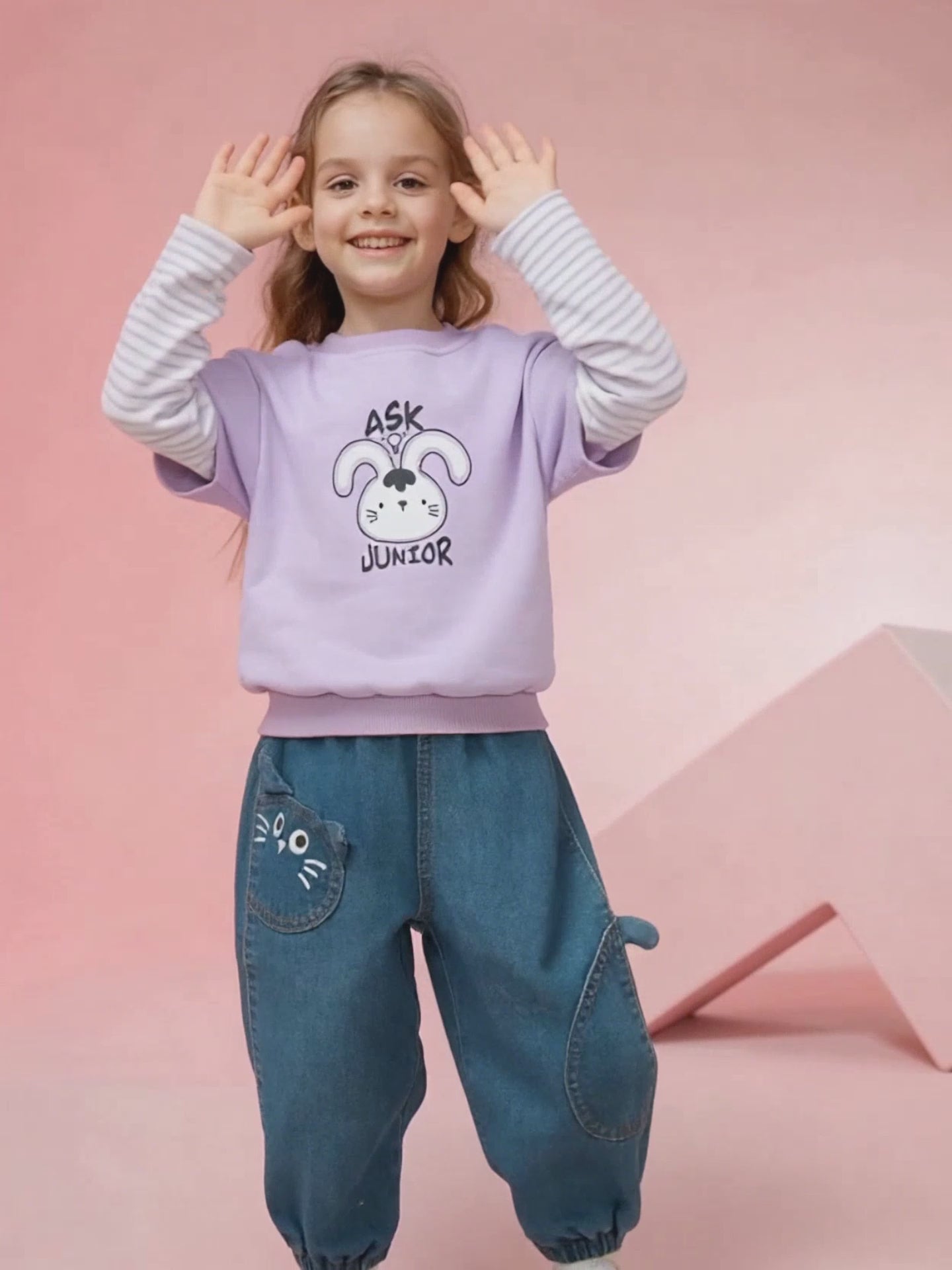 Three-dimensional Cat Ears Children's Jeans